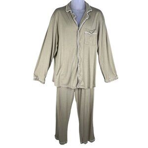 NEW Meomua Mens 2X Olive Green Bamboo Cotton PJ Set Stretchy Lounge Quiet Luxury